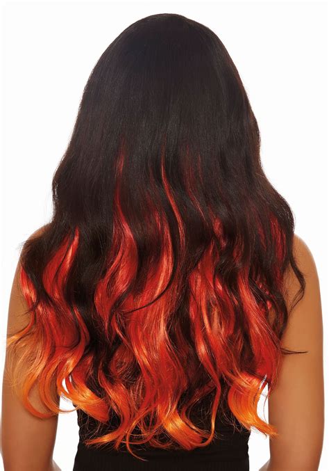 Long Straight 3 Piece Ombre Burgredorange Hair Extensions
