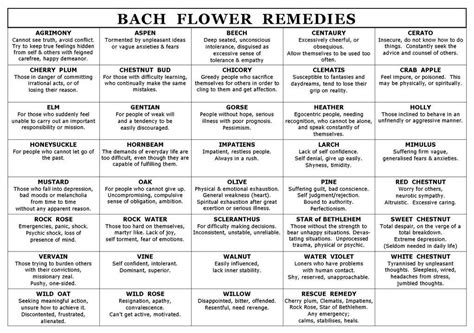 BachFlowerRemediesChart | Flower remedy, Bach flower remedies, Bach flowers