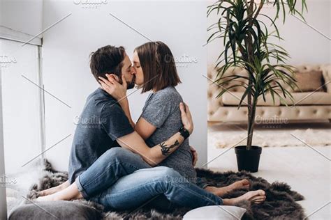 Loving Couple Hug Each Other Indoors High Quality People Images ~ Creative Market