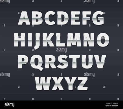 Silver Alphabet 3d Text Templates Realistic Luxury Gradients Letters