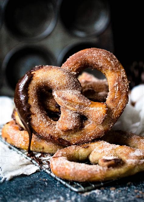 giant cinnamon sugar pretzels  hot fudge dipping sauce broma bakery