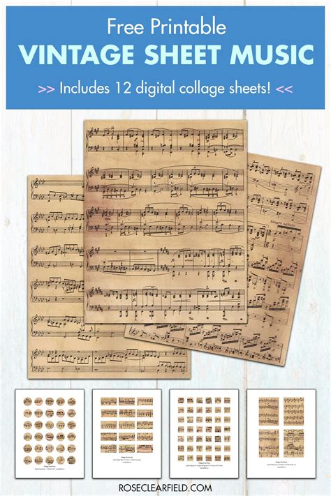 10 Free Printable Vintage Sheet Music Pages Plus 12 Free Vintage Sheet