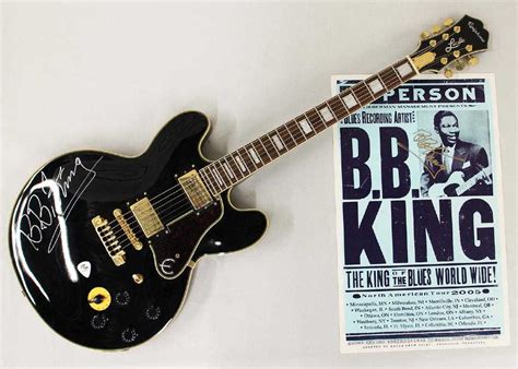 bb king autographed lucille guitar and poster