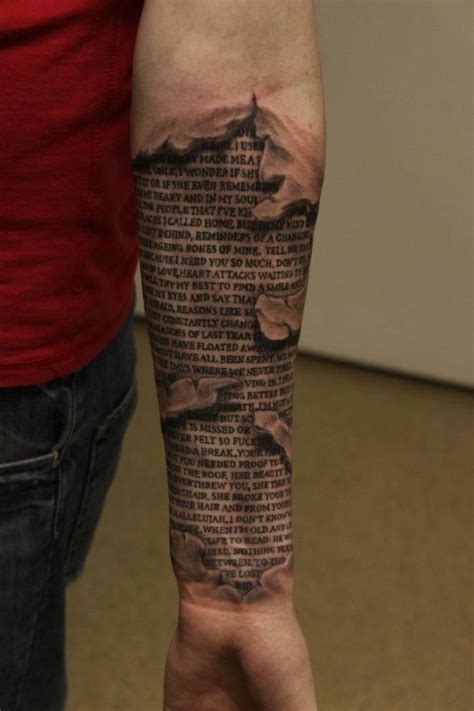 Sacred Texts Under Skin Rip Forearm Tattoo Ripped Skin Tattoo Skin