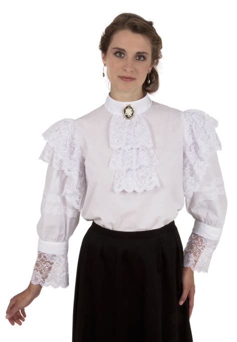 Victorian White Batiste Edwardian Blouse Fashion Frilly Shirt