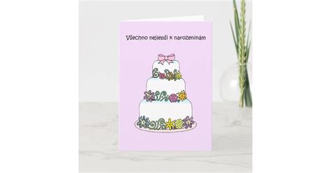 Czech Happy Birthday Stylish Cake Card