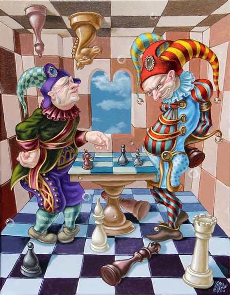 Victor Molev Oil Chess Players Painting Art Theme Sale Artwork