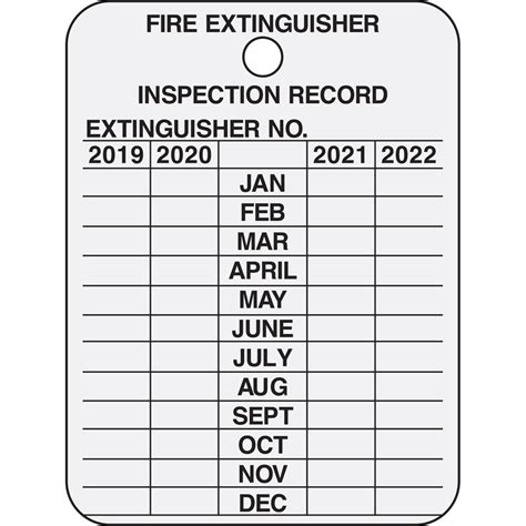 Examine the extinguisher for obvious physical damage, corrosion, leakage. Brady Part: 103632 | Inspection / Material Control Tags: FIRE EXTINGUISHER INSPECTION RECORD ...