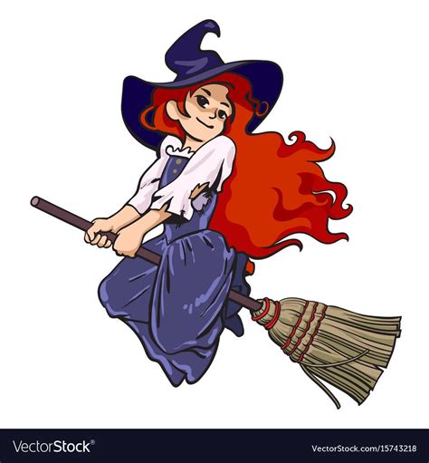 Cartoon Sketches Cartoon Styles Witch Flying On Broom Christmas Sale
