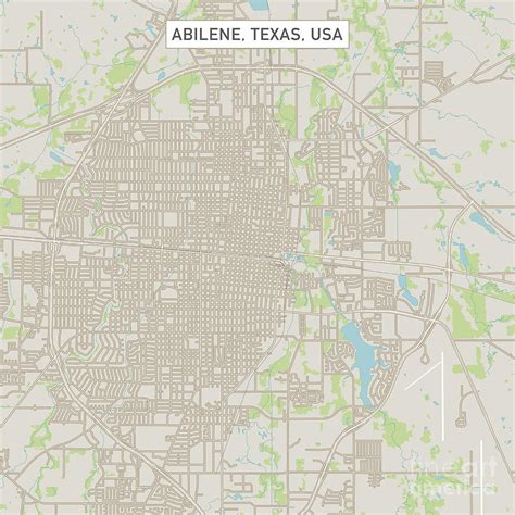 Abilene Texas Us City Street Map Digital Art By Frank Ramspott