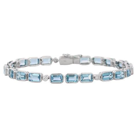 Carat Aquamarine Bracelet Karat White Gold With Diamonds At