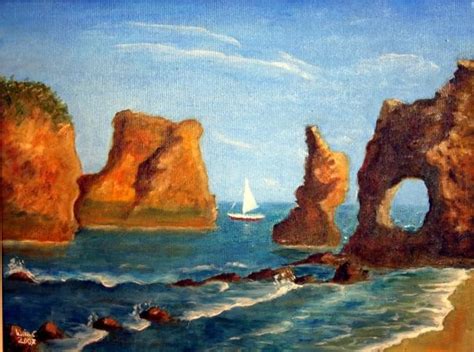 A Beach In The Algarve Painting By Lúcia Costa Artmajeur