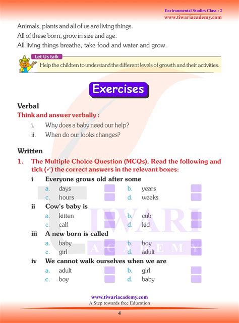 Ncert Solutions For Class 2 Evs Chapter 1 Growing Up