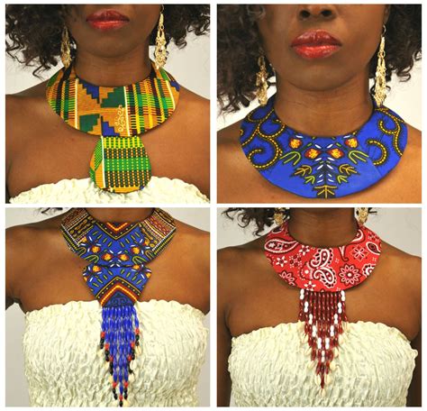 African Fabric Necklace Handmade Dashiki Kente Ankara African Print