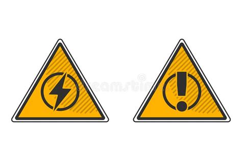 Segnale Triangolare Di Pericolo Elettrico Disegno Di Stile Piatto