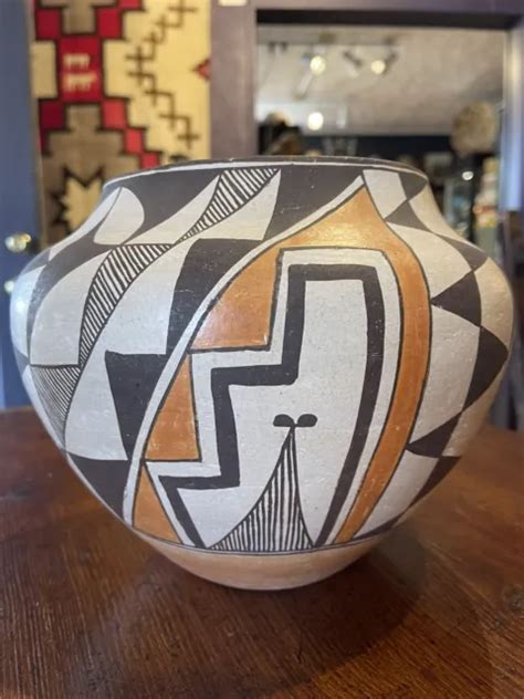 Vintage Circa S Acoma Pueblo Large Polychrome Pottery Olla Jar