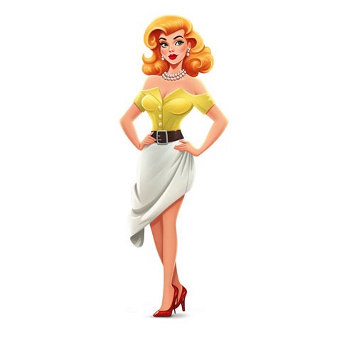 Full Body Perspective 2d Thick Lined Disney Clipart Illustration Of A Blonde Bombshell Movie