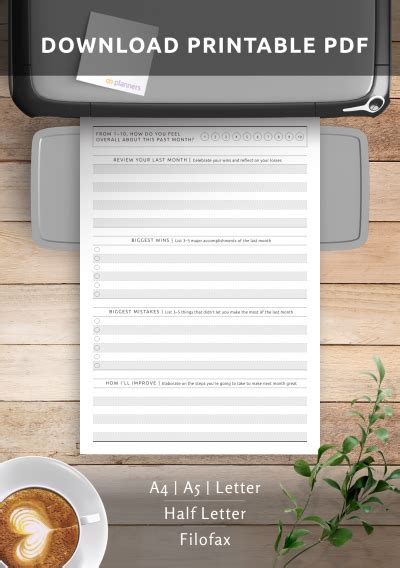 Download Printable Simple Monthly Goal Review Template Pdf