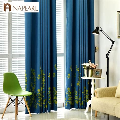 Napearl Blackout Curtains Modern With Embroidered Faux Linen Sheer