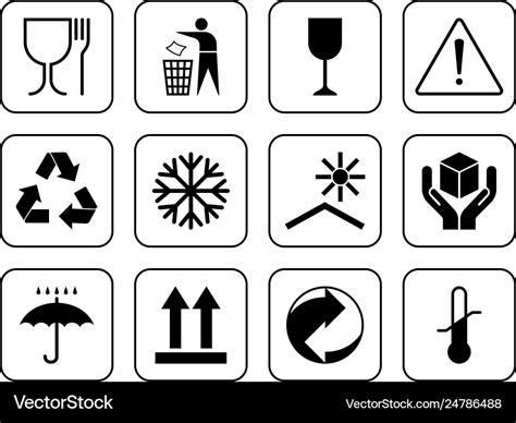 Packaging Symbols Flat Package Signs Isolated On Vector Image