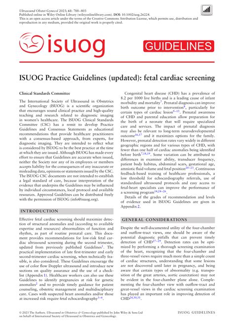 Pdf Isuog Practice Guidelines Updated Fetal Cardiac Screening