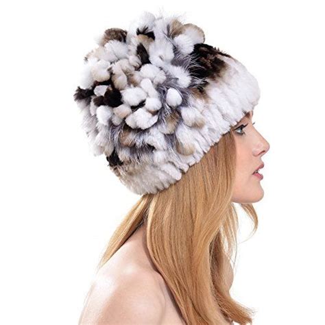 Rabbit Fur Hat Winter Fashion Knit Hats Women Real Fur Warm Skullies Beanie Winter Fashion