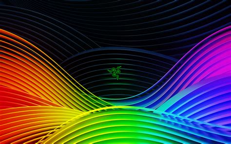 razer wallpaper  colorful spectrum waves ridges