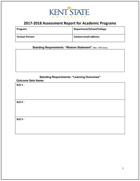 Assessment Report Word Template Kent State University