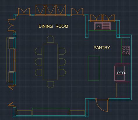 Dining Room Free Cad Block And Autocad Drawing
