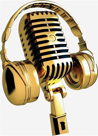 Gold Headphones Clipart Microphone Golden Background Transparent
