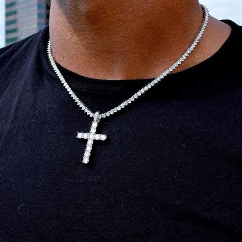 Diamond Cross In White Gold Mens Cross Necklace Chains For Men Mens Chain Necklace