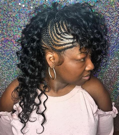 Side Cornrows And Curls Cornrows Updo Natural Cornrow Hairstyles Side