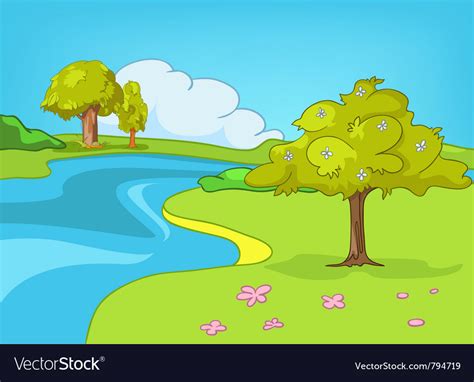 Cartoon Nature Landscape Royalty Free Vector Image