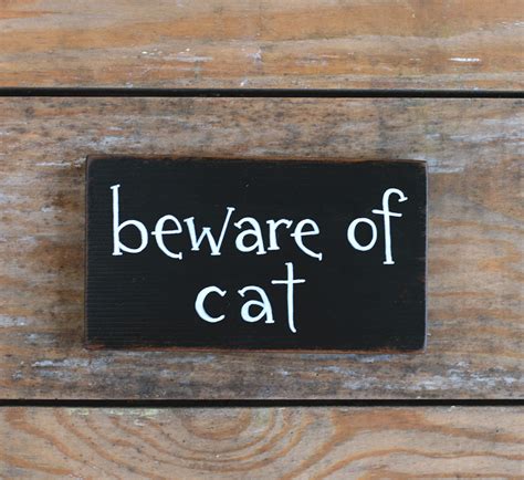 Beware Of Cat Wood Sign By Our Backyard Studio In Mill