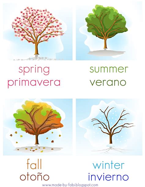 Bilingual Seasons Of The Year Printable
