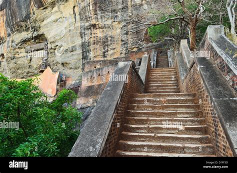 Stairs Leading To Top Of Sigiriya Lion Rock Unesco World Heritage