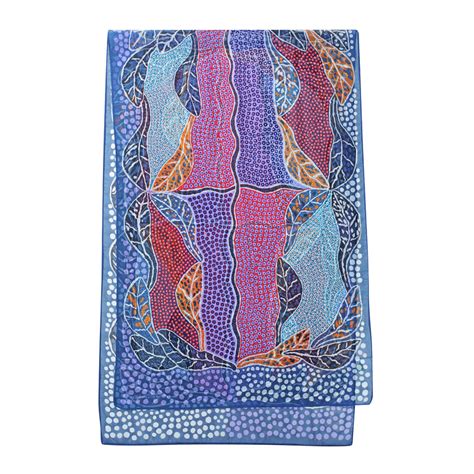 Australian T Chiffon Scarf Aboriginal Print “bush Leaves” Bsc120 1 Outstations Online Store