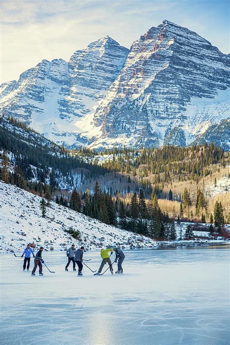 Winter route is a 21.2 kilometer moderately trafficked out and back trail located near aspen, colorado that features a lake and is rated as moderate. Hockey On Maroon Lake Maroon Bells Aspen Colorado ...