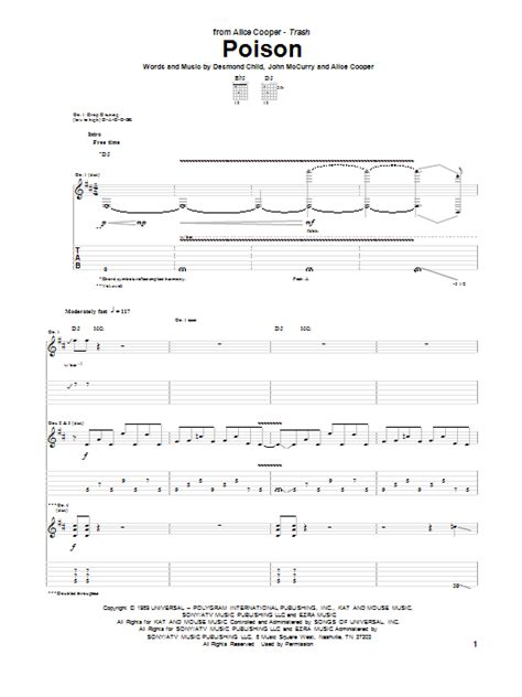 Poison By Alice Cooper Guitar Tab Guitar Instructor
