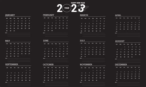 Ilustración Vectorial Del Año Calendario 2023 Diseño De Calendario En