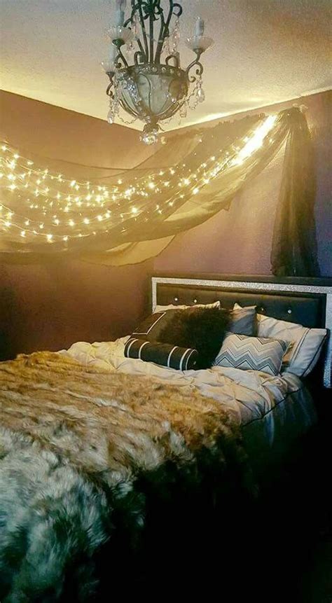 Painted dark grey master bedroom. Light curtain; elegant goth bedroom ideas; dark romantic ...