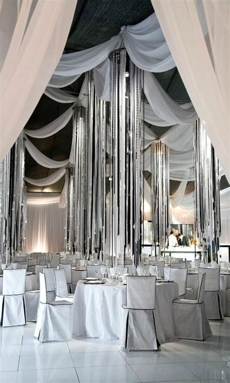 Wedding Reception ~ Silver Wedding Decor Elegant Ceiling Decor
