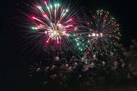 Fireworks On Black Background For Celebration Design Abstract
