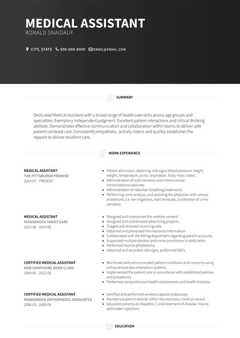 Examples Of Medical Assistant Resume Free Resume Templates