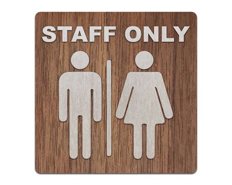Staff Only Bathroom Sign 3d Wooden Square Sign Room Door Etsy Uk