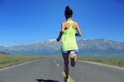 Young Fitness Woman Runner Running On Road Stock Photo Image Of
