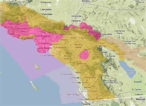 Map Red Flag Warning Area Reduced Across Southern California But High