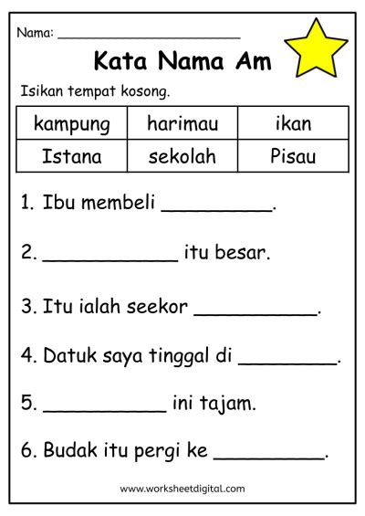 Latihan Bahasa Melayu Worksheet Digital