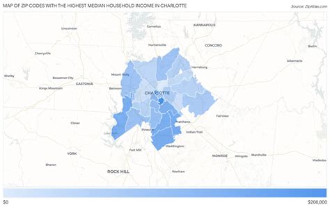 Highest Median Household Income In Charlotte By Zip Code Zip Atlas
