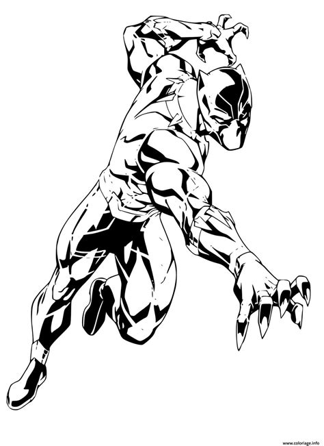 Coloriage Panthere Noire De Marvel Comics Dessin Black Panther à Imprimer
